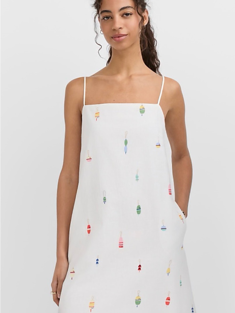 LOFT 00P White Mini Dress with Multicolor Buoy